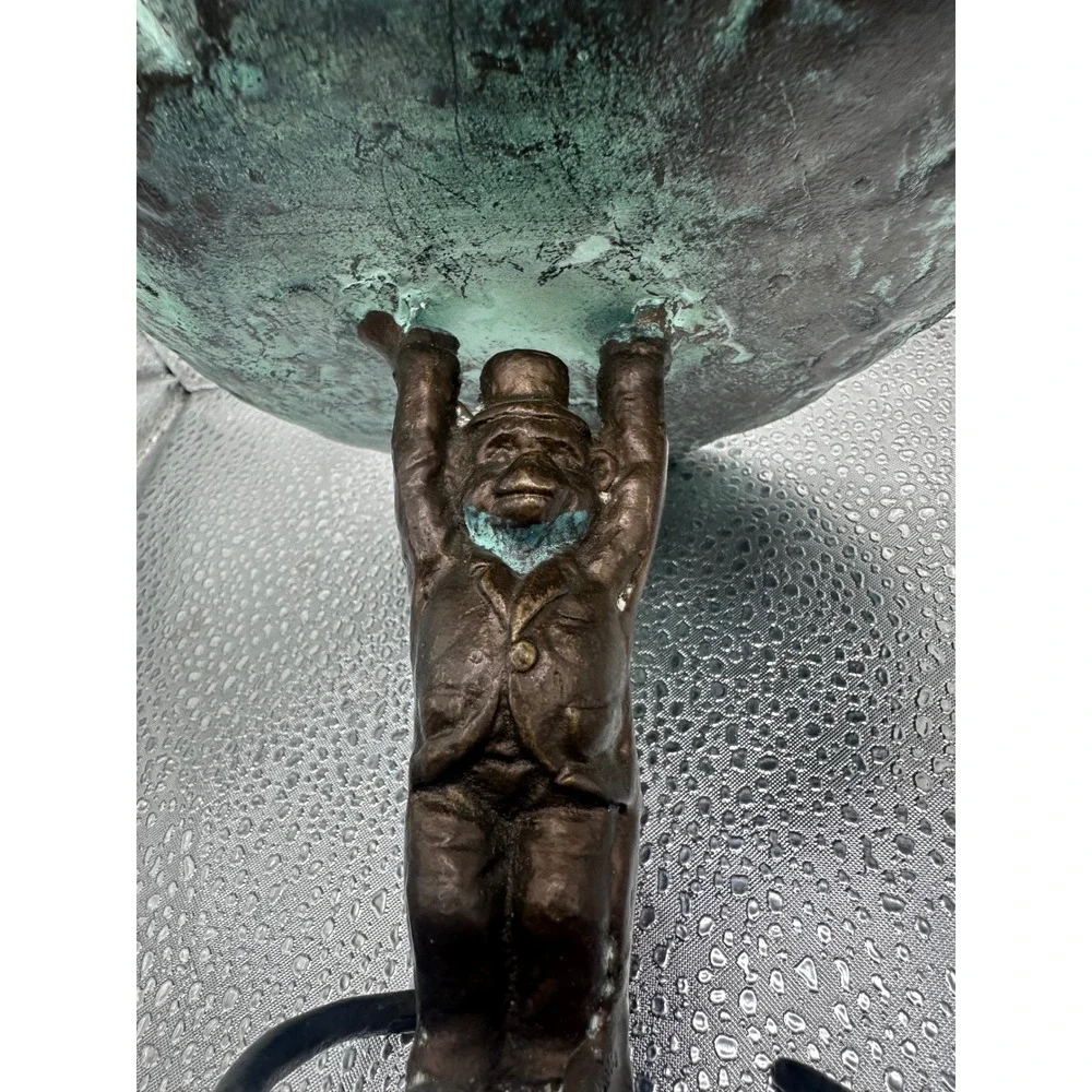 Vintage Cast Metal Monkey Pedestal Tray Leaf Dish Verdigris 4in‎ Decor